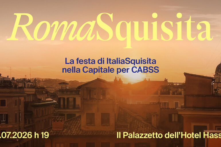 Banner promozionale dell'evento RomaSquisita in favore di CABSS ETS. Il banner contiene una foto dei tetti di Roma visti da Trinità dei Monti.